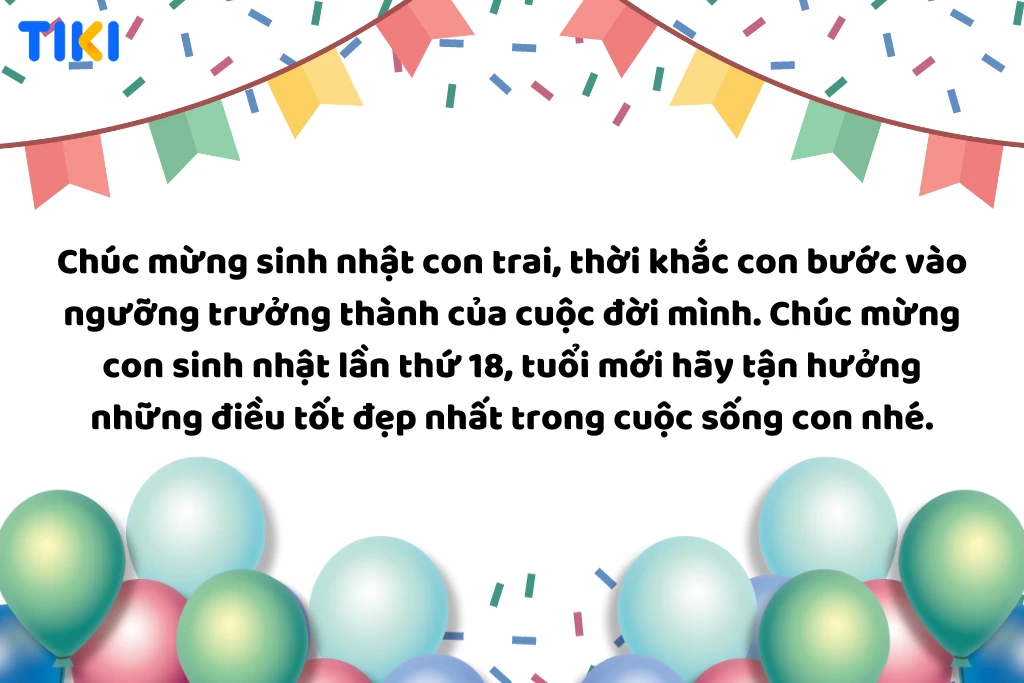 Chúc mừng sinh nhật con trai 18 tuổi