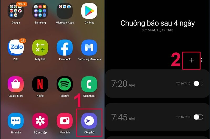Cài đặt báo thức