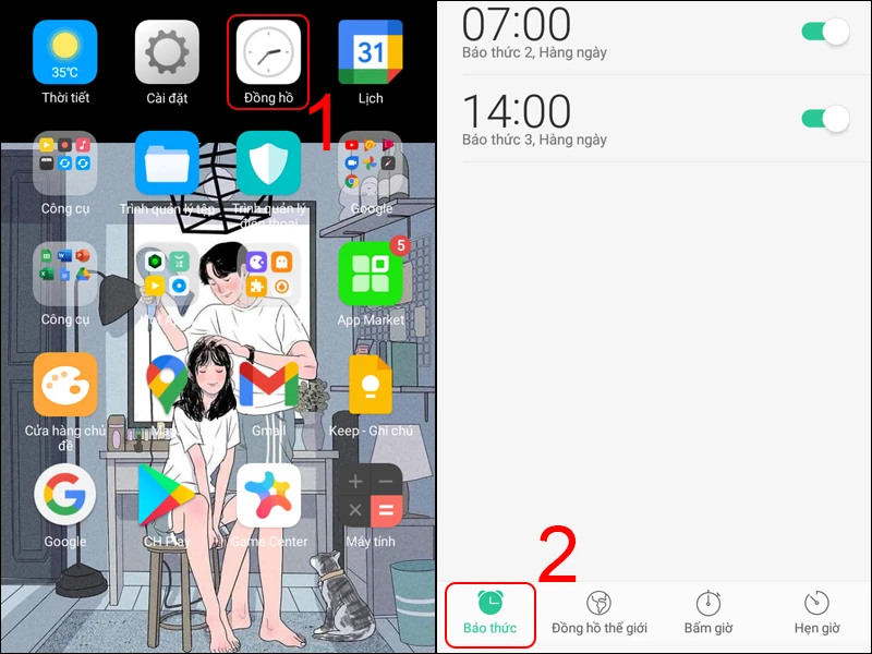 Cài đặt báo thức trên Android