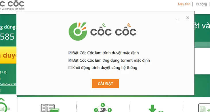 Đặt Cốc Cốc làm trình duyệt mặc định