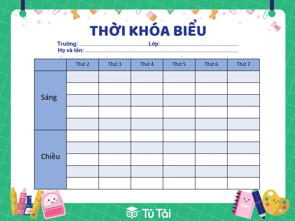 Các Mẫu Thời Khóa Biểu Cho Học Sinh File Powerpoint Word